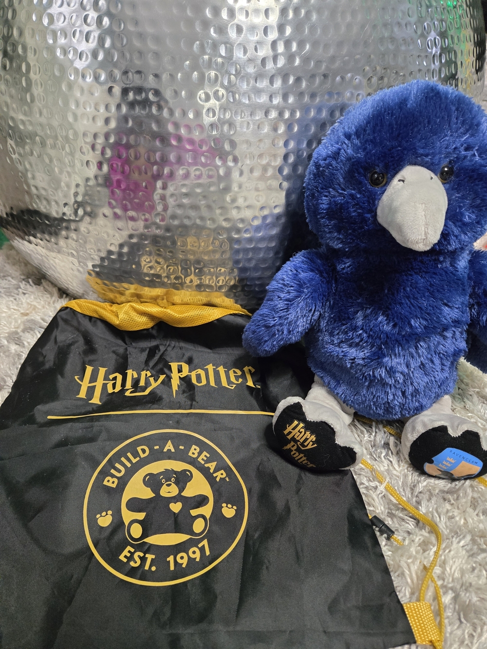 Build A Bear Harry Potter Ravenclaw Raven 16" Plush + Drawstring Bag BABW